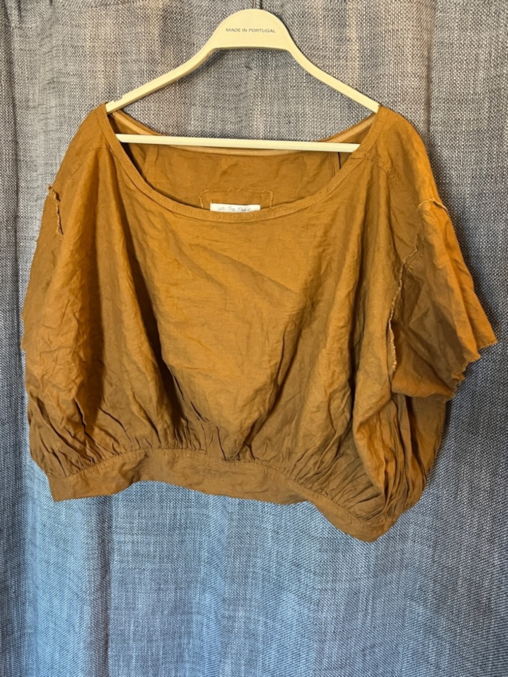 Free People We The Free cropped bubble hem linen top